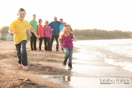 Kids running on the beach